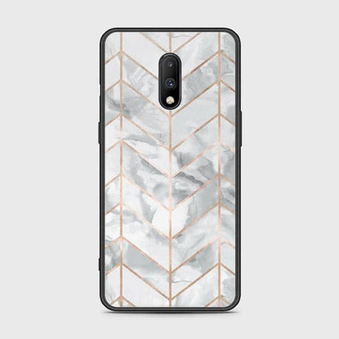 OnePlus 7 Cover - White Marble Series 2 - HQ Ultra Shine Premium Infinity Glass Soft Silicon Borders Case