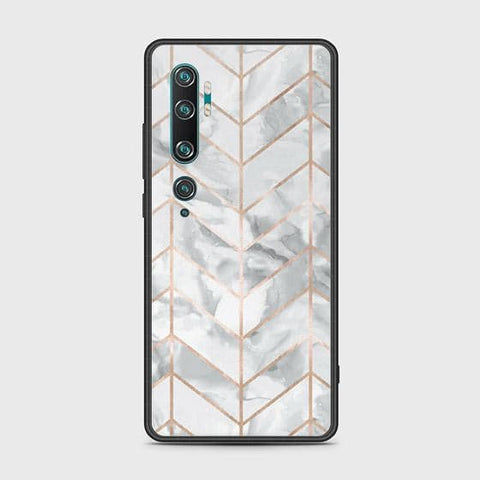 Xiaomi Mi CC9 Pro Cover - White Marble Series 2 - HQ Ultra Shine Premium Infinity Glass Soft Silicon Borders Case