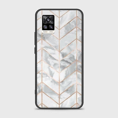 Vivo V20 Cover - White Marble Series 2 - HQ Ultra Shine Premium Infinity Glass Soft Silicon Borders Case