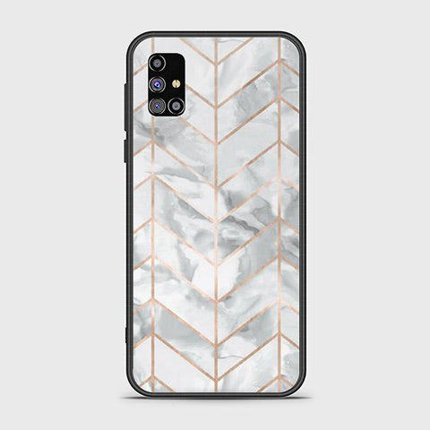 Samsung Galaxy A02s Cover - White Marble Series 2 - HQ Ultra Shine Premium Infinity Glass Soft Silicon Borders Case