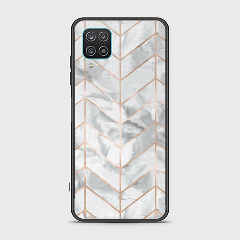 Samsung Galaxy A12 Nacho Cover - White Marble Series 2 - HQ Ultra Shine Premium Infinity Glass Soft Silicon Borders Case