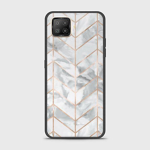 Oppo F17 Cover - White Marble Series 2 - HQ Ultra Shine Premium Infinity Glass Soft Silicon Borders Case