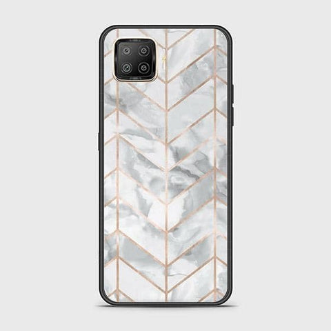 Oppo Reno 4F Cover - White Marble Series 2 - HQ Ultra Shine Premium Infinity Glass Soft Silicon Borders Case