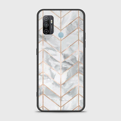 Oppo A53 Cover - White Marble Series 2 - HQ Ultra Shine Premium Infinity Glass Soft Silicon Borders Case