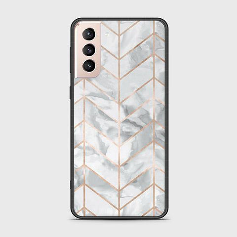 Samsung Galaxy S21 Plus 5G Cover - White Marble Series 2 - HQ Ultra Shine Premium Infinity Glass Soft Silicon Borders Case