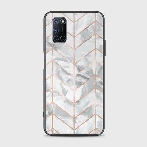 Oppo A92 Cover - White Marble Series 2 - HQ Ultra Shine Premium Infinity Glass Soft Silicon Borders Case