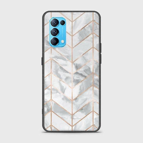 Oppo Reno 5 5G Cover - White Marble Series 2 - HQ Ultra Shine Premium Infinity Glass Soft Silicon Borders Case