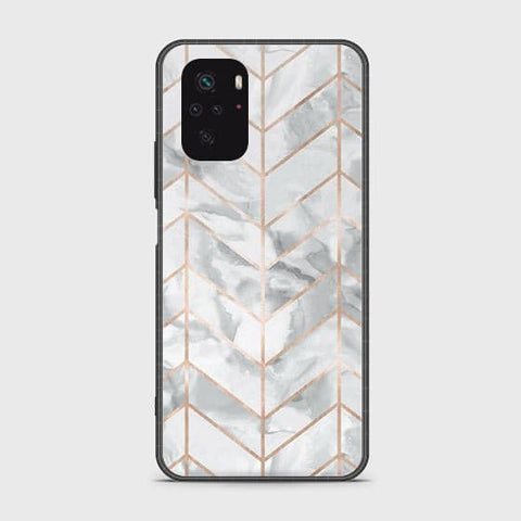 Xiaomi Redmi Note 10S Cover - White Marble Series 2 - HQ Ultra Shine Premium Infinity Glass Soft Silicon Borders Case