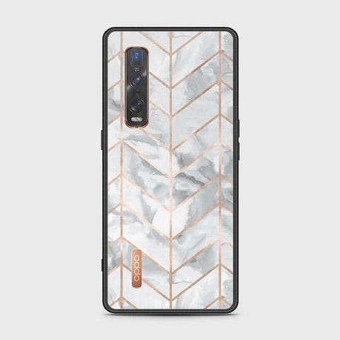 Oppo Find X2 Pro Cover - White Marble Series 2 - HQ Ultra Shine Premium Infinity Glass Soft Silicon Borders Case