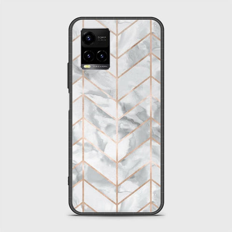 Vivo Y33T Cover - White Marble Series 2 - HQ Ultra Shine Premium Infinity Glass Soft Silicon Borders Case