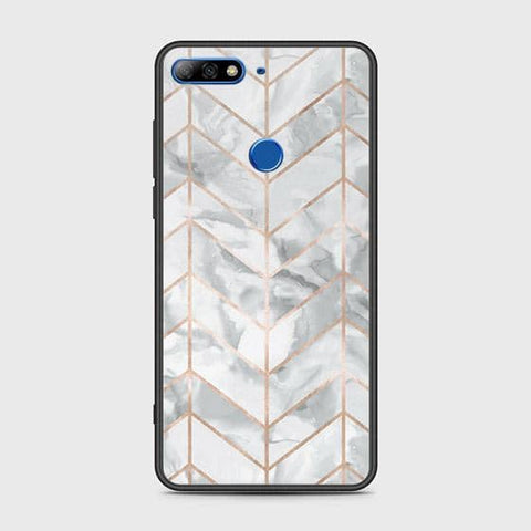 Honor 7C Cover - White Marble Series 2 - HQ Ultra Shine Premium Infinity Glass Soft Silicon Borders Case