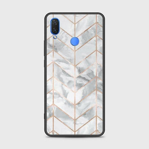 Honor 8C Cover - White Marble Series 2 - HQ Ultra Shine Premium Infinity Glass Soft Silicon Borders Case