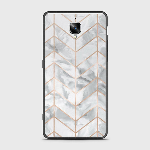 OnePlus 3 Cover- White Marble Series 2 - HQ Ultra Shine Premium Infinity Glass Soft Silicon Borders Case