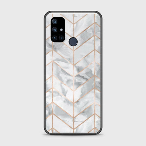 OnePlus Nord N10 5G Cover- White Marble Series 2 - HQ Ultra Shine Premium Infinity Glass Soft Silicon Borders Case