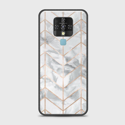 Tecno Camon 16 Cover - White Marble Series 2 - HQ Ultra Shine Premium Infinity Glass Soft Silicon Borders Case