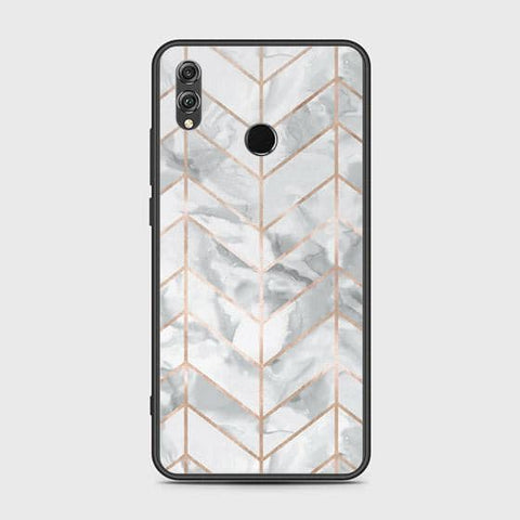 Huawei Honor 8X Cover - White Marble Series 2 - HQ Ultra Shine Premium Infinity Glass Soft Silicon Borders Case