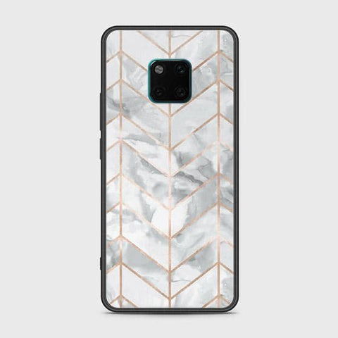 Huawei Mate 20 Pro Cover - White Marble Series 2 - HQ Ultra Shine Premium Infinity Glass Soft Silicon Borders Case