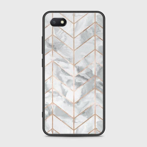 Y5 2018 Cover - White Marble Series 2 - HQ Ultra Shine Premium Infinity Glass Soft Silicon Borders Case