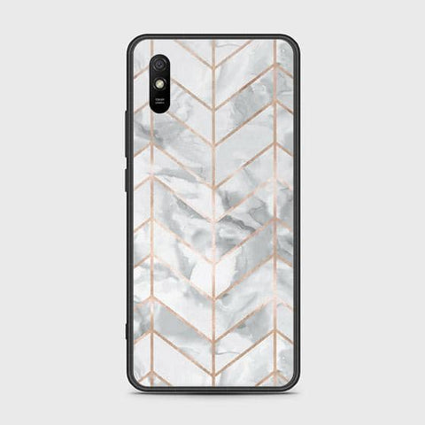 Xiaomi Redmi 9A Cover - White Marble Series 2 - HQ Ultra Shine Premium Infinity Glass Soft Silicon Borders Case