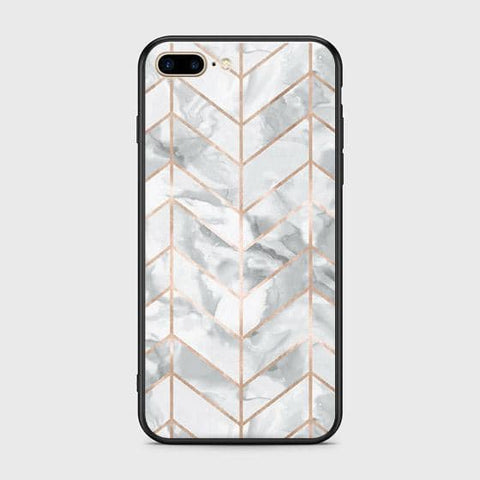 iPhone 7 Plus Cover - White Marble Series 2 - HQ Ultra Shine Premium Infinity Glass Soft Silicon Borders Case