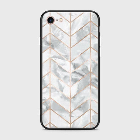 iPhone 8 / 7 Cover - White Marble Series 2 - HQ Ultra Shine Premium Infinity Glass Soft Silicon Borders Case