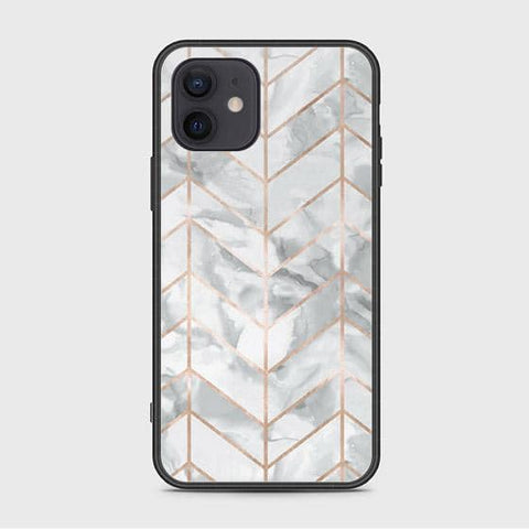 iPhone 12 Mini Cover - White Marble Series 2 - HQ Ultra Shine Premium Infinity Glass Soft Silicon Borders Case