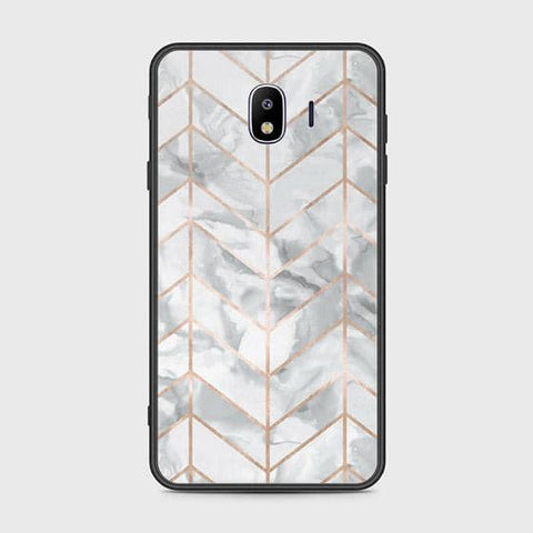 Samsung Galaxy J4 2018 Cover - White Marble Series 2 - HQ Ultra Shine Premium Infinity Glass Soft Silicon Borders Case