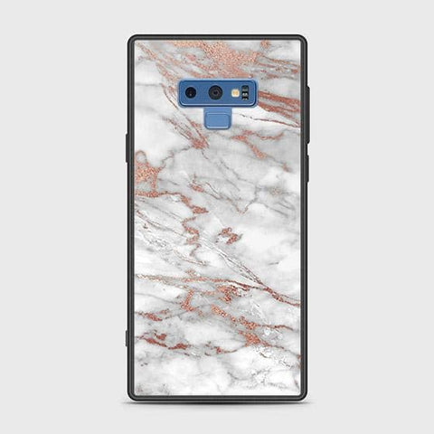 Samsung Galaxy Note 9 Cover - White Marble Series 2 - HQ Ultra Shine Premium Infinity Glass Soft Silicon Borders Case