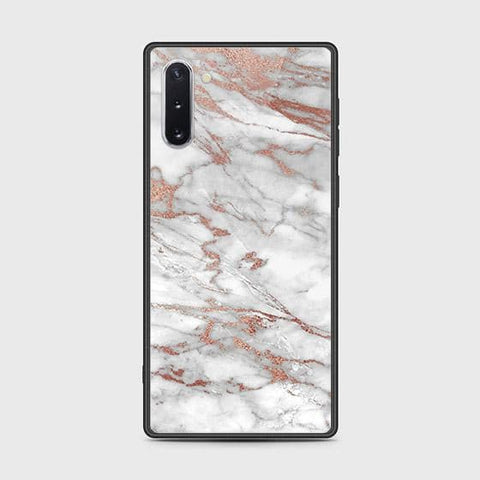 Samsung Galaxy Note 10 Cover - White Marble Series 2 - HQ Ultra Shine Premium Infinity Glass Soft Silicon Borders Case