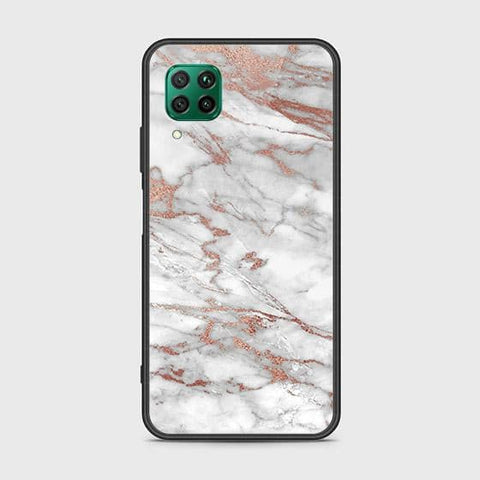 Huawei P40 Lite Cover - White Marble Series 2 - HQ Ultra Shine Premium Infinity Glass Soft Silicon Borders Case