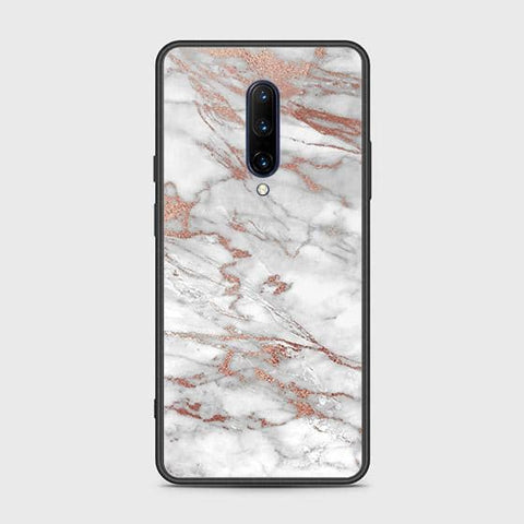 OnePlus 7 Pro Cover - White Marble Series 2 - HQ Ultra Shine Premium Infinity Glass Soft Silicon Borders Case