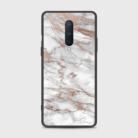 OnePlus 8 4G Cover - White Marble Series 2 - HQ Ultra Shine Premium Infinity Glass Soft Silicon Borders Case