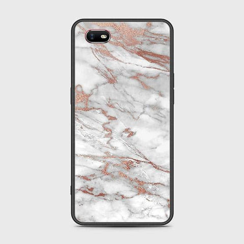 Oppo A1k Cover - White Marble Series 2 - HQ Ultra Shine Premium Infinity Glass Soft Silicon Borders Case