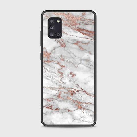 Samsung Galaxy A31 Cover - White Marble Series 2 - HQ Ultra Shine Premium Infinity Glass Soft Silicon Borders Case