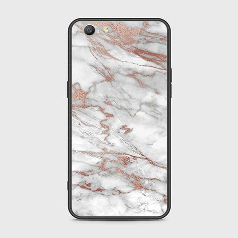 Oppo A59 Cover - White Marble Series 2 - HQ Ultra Shine Premium Infinity Glass Soft Silicon Borders Case