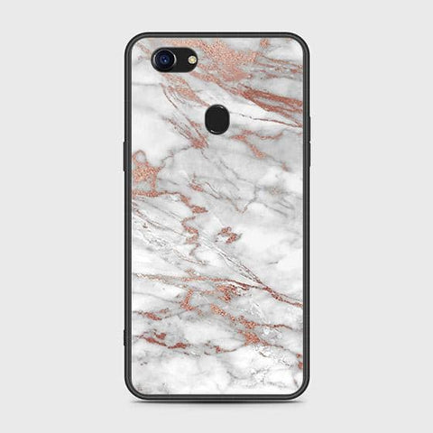 Oppo F5 Cover - White Marble Series 2 - HQ Ultra Shine Premium Infinity Glass Soft Silicon Borders Case