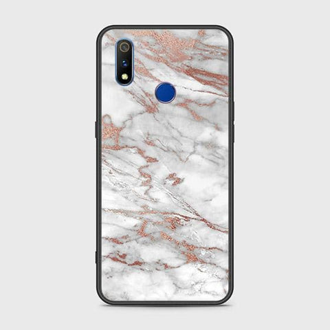 Realme 3i Cover - White Marble Series 2 - HQ Ultra Shine Premium Infinity Glass Soft Silicon Borders Case