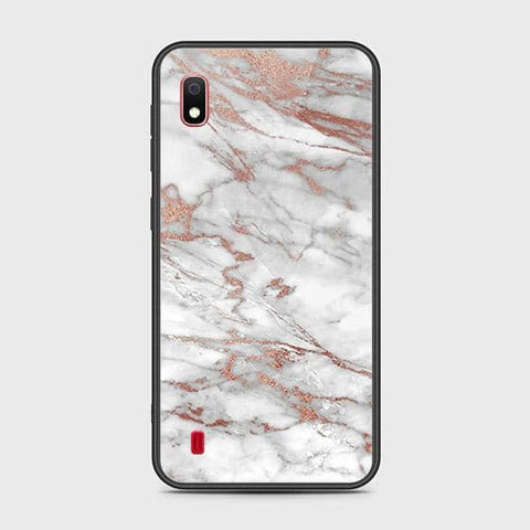 Samsung Galaxy A10 Cover - White Marble Series 2 - HQ Ultra Shine Premium Infinity Glass Soft Silicon Borders Case