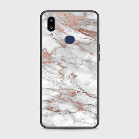 Samsung Galaxy A10s Cover - White Marble Series 2 - HQ Ultra Shine Premium Infinity Glass Soft Silicon Borders Case