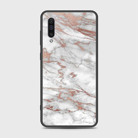 Samsung Galaxy A30s Cover - White Marble Series 2 - HQ Ultra Shine Premium Infinity Glass Soft Silicon Borders Case