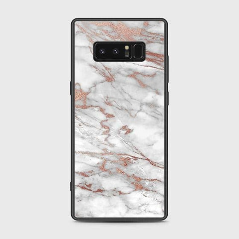 Samsung Galaxy Note 8 Cover - White Marble Series 2 - HQ Ultra Shine Premium Infinity Glass Soft Silicon Borders Case