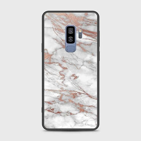 Samsung Galaxy S9 Plus Cover - White Marble Series 2 - HQ Ultra Shine Premium Infinity Glass Soft Silicon Borders Case