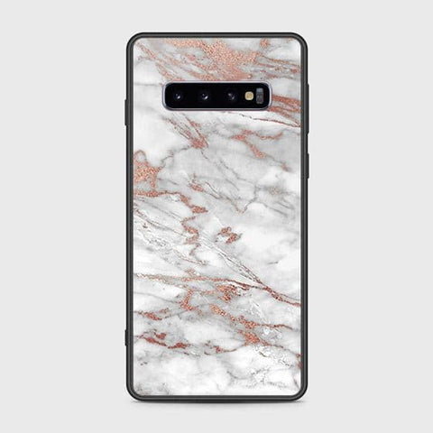 Samsung Galaxy S10 Cover - White Marble Series 2 - HQ Ultra Shine Premium Infinity Glass Soft Silicon Borders Case