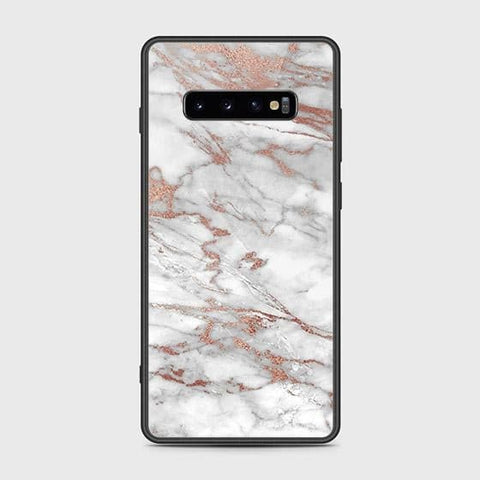 Samsung Galaxy S10 Plus Cover - White Marble Series 2 - HQ Ultra Shine Premium Infinity Glass Soft Silicon Borders Case