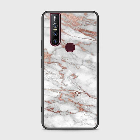 Vivo V15 Cover - White Marble Series 2 - HQ Ultra Shine Premium Infinity Glass Soft Silicon Borders Case