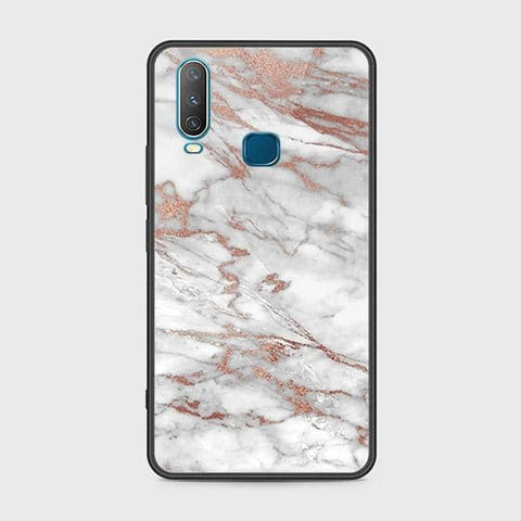 Vivo Y15 Cover - White Marble Series 2 - HQ Ultra Shine Premium Infinity Glass Soft Silicon Borders Case