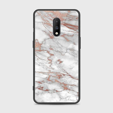 OnePlus 6T Cover - White Marble Series 2 - HQ Ultra Shine Premium Infinity Glass Soft Silicon Borders Case