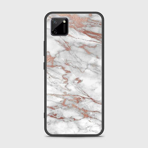 Realme C11 Cover - White Marble Series 2 - HQ Ultra Shine Premium Infinity Glass Soft Silicon Borders Case