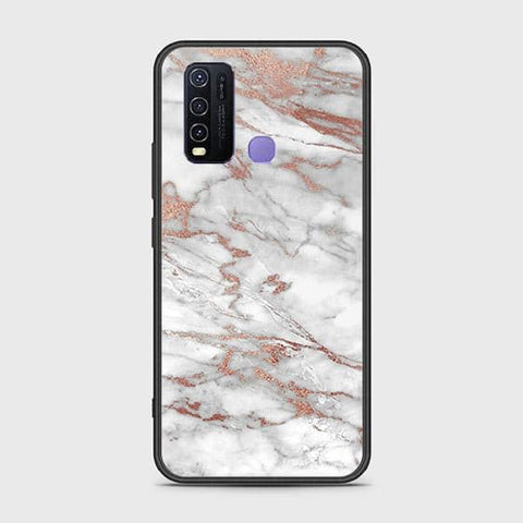 Vivo Y30 Cover - White Marble Series 2 - HQ Ultra Shine Premium Infinity Glass Soft Silicon Borders Case