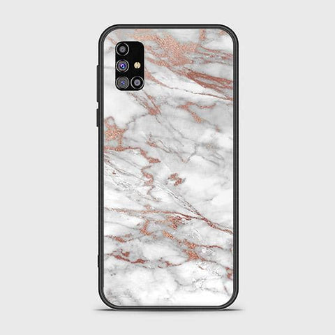 Samsung Galaxy A02s Cover - White Marble Series 2 - HQ Ultra Shine Premium Infinity Glass Soft Silicon Borders Case